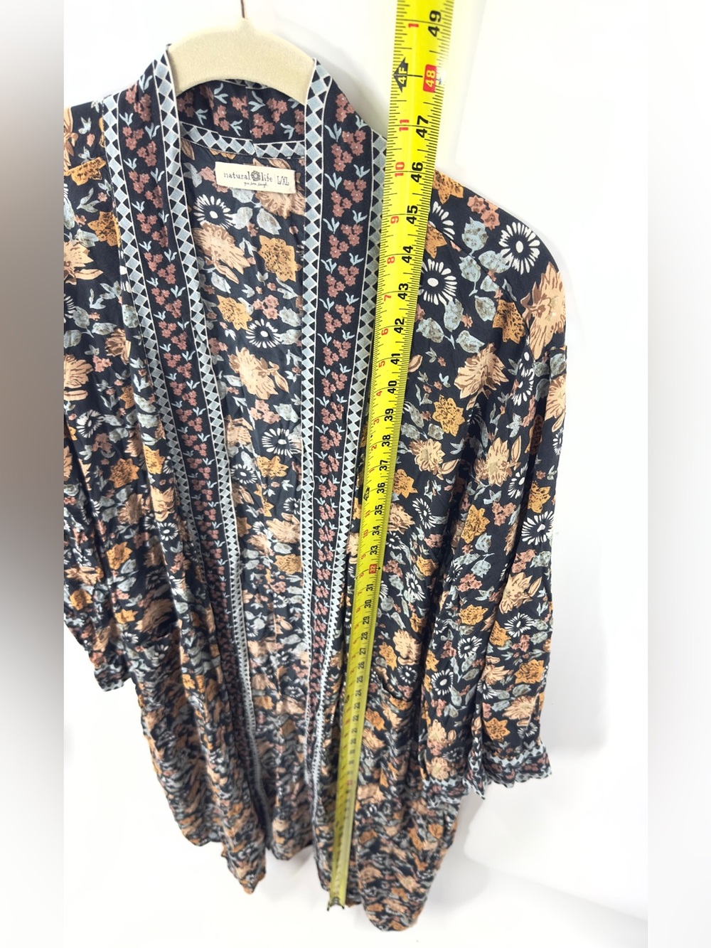 Natural Life Camila Boho Kimono Duster Long Cardigan Size L/XL Floral Indie - Picture 10 of 10